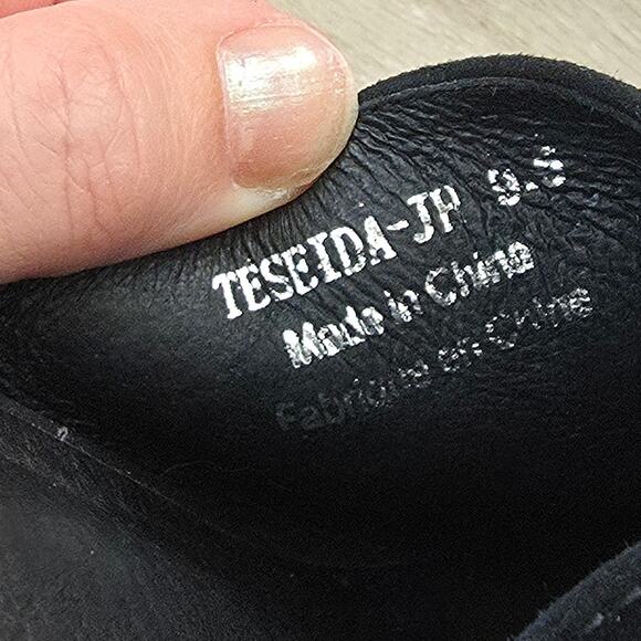 Jeffrey Campbell Teseida Black Suede Leather Block Heel Mule sz 9 Rhinestone Gem - Picture 9 of 9